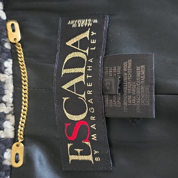 Vintage Escada by Margaretha Ley Houndstooth & Velvet Blazer,Jacket Sz 42/US 12 - Picture 15 of 16